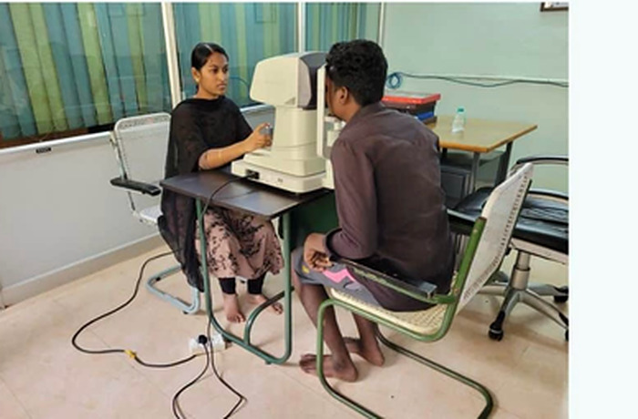 An SRP Foundation eye-screening camp for employees of the Puliyur unit.