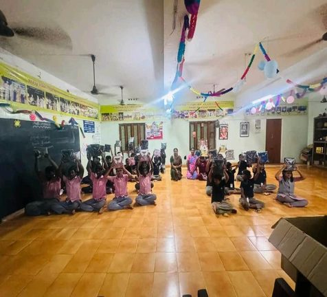 Children take part in an activity session at a community welfare event supported by SRP Foundation.